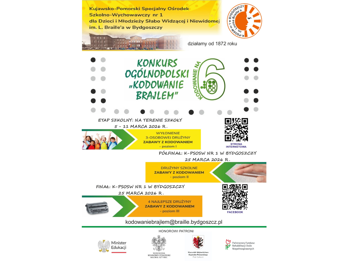 Plakat konkursu Kodowanie brajlem